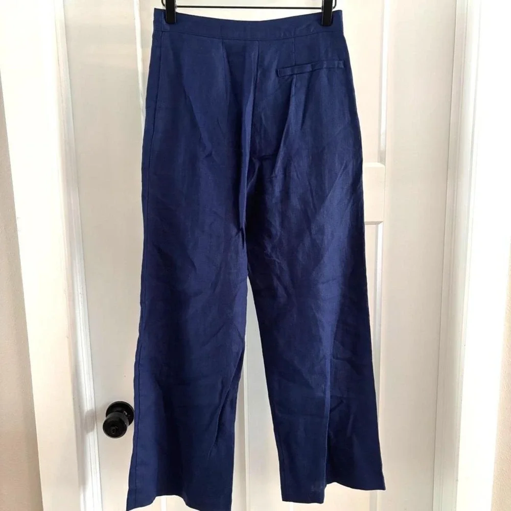 Reformation size 0 Blue Surplus Fabric Wide Leg Work‎ Career Pants Lightweight